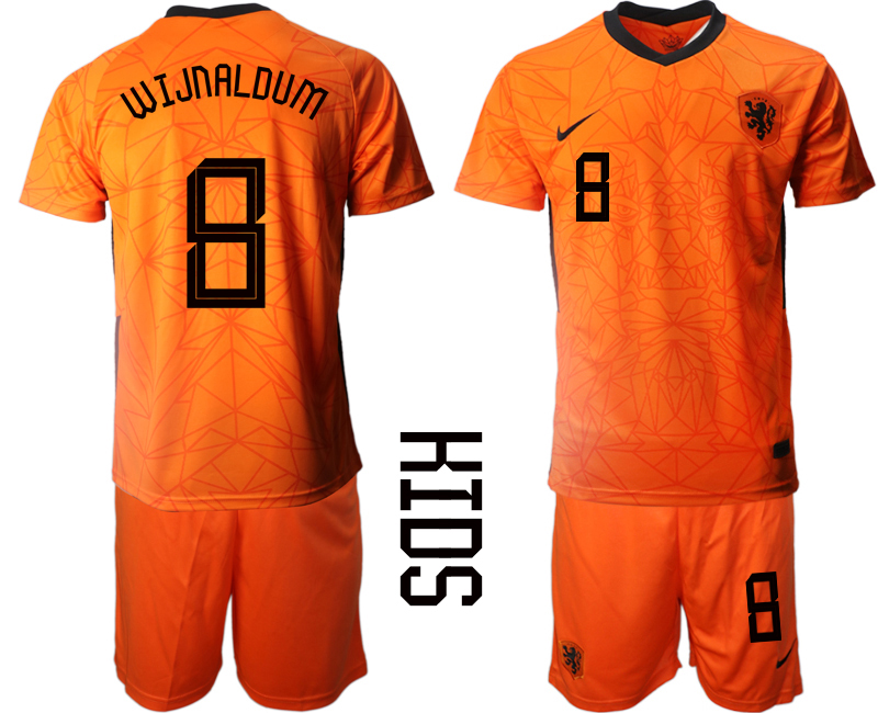 2021 European Cup Netherlands home Youth 8 soccer jerseys