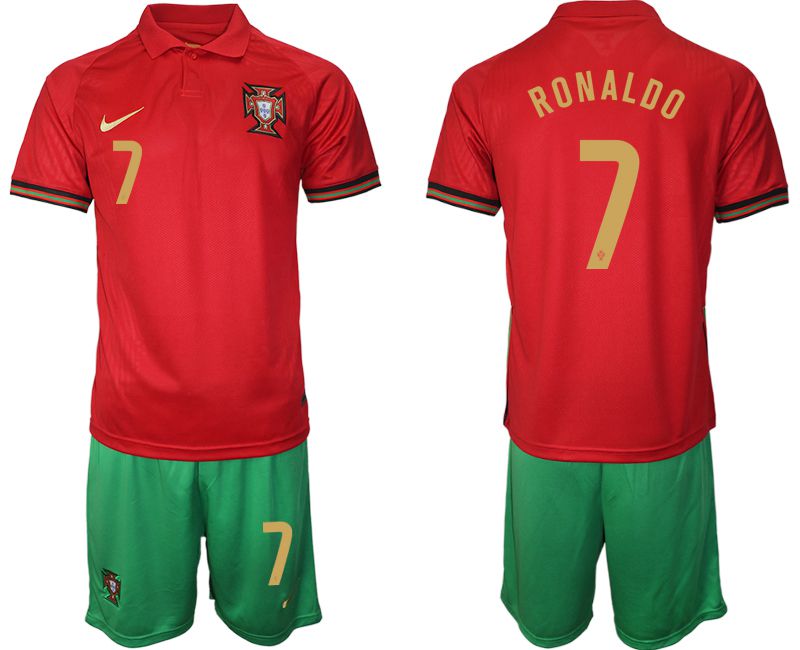 Men 2020-2021 European Cup Portugal home red 7 Nike Soccer Jerseys