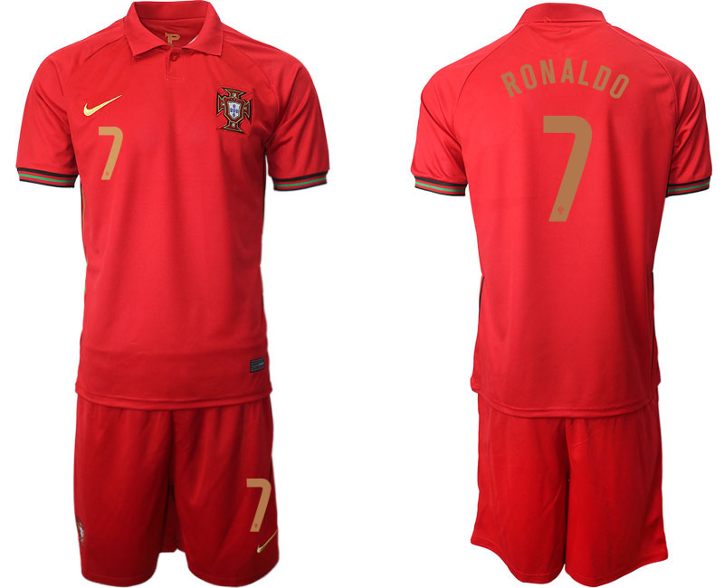 Men 2021 European Cup Portugal home red 7 Soccer Jersey