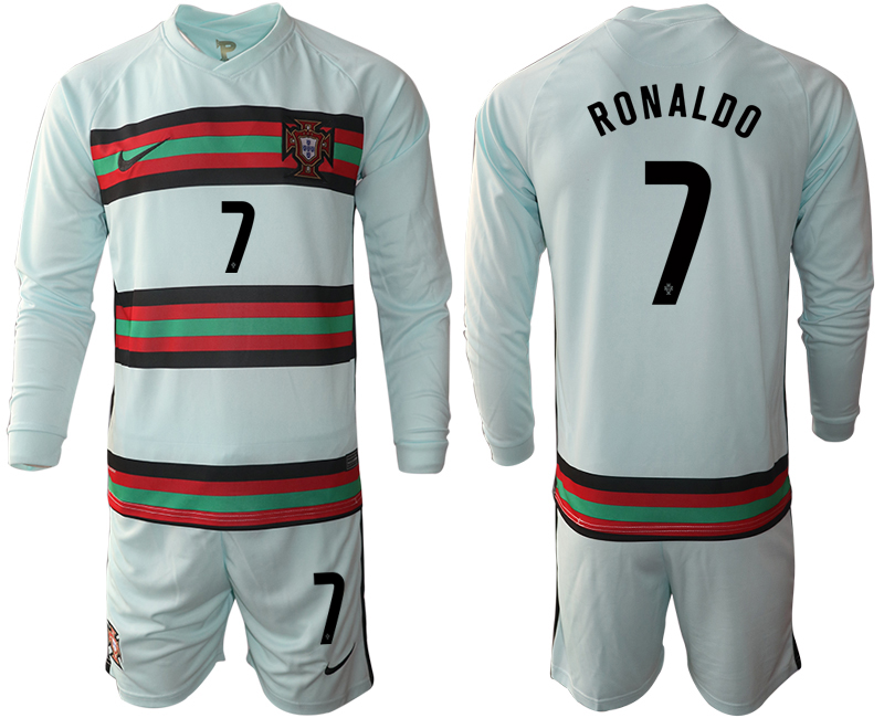 Men 2021 European Cup Portugal away Long sleeve 7 Ronaldo soccer jerseys