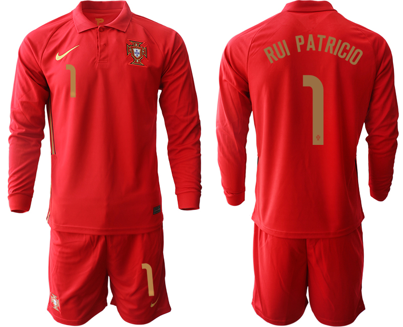 Men 2021 European Cup Portugal home red Long sleeve 1 Soccer Jersey