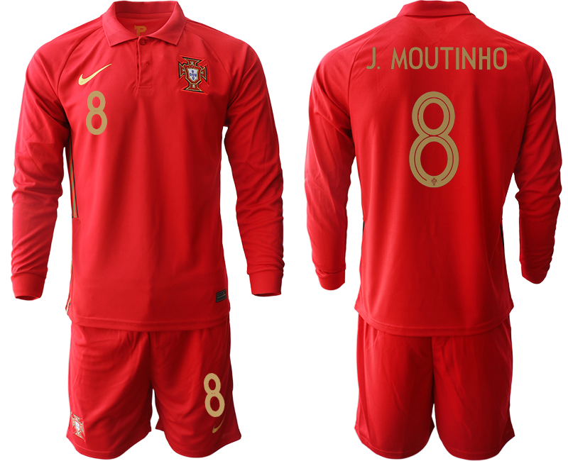 Men 2021 European Cup Portugal home red Long sleeve 8 Soccer Jersey1