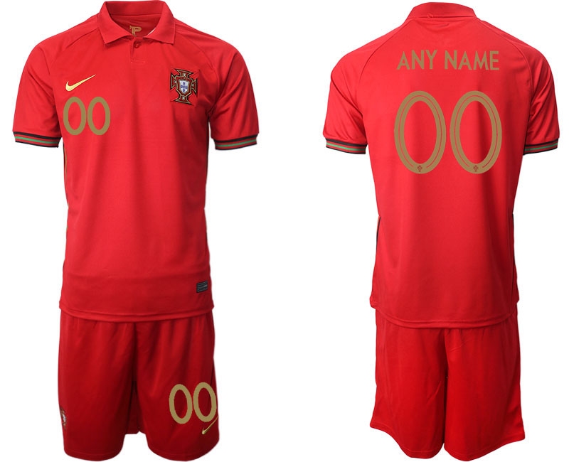 Men 2021 European Cup Portugal home red customized Soccer Jersey