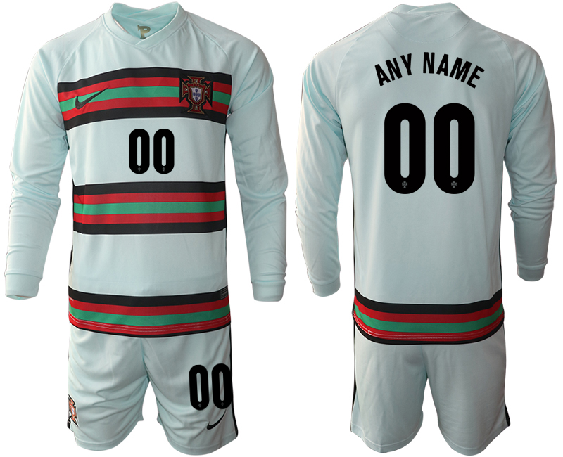 Men 2021 European Cup Portugal away Long sleeve custom soccer jerseys