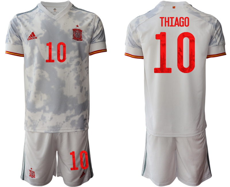 Men 2021 European Cup Spain away white 10 Soccer Jersey