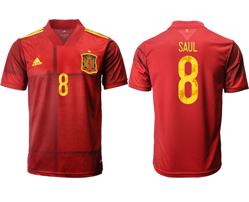 Men 2021 Europe Spain home AAA version 8 soccer jerseys