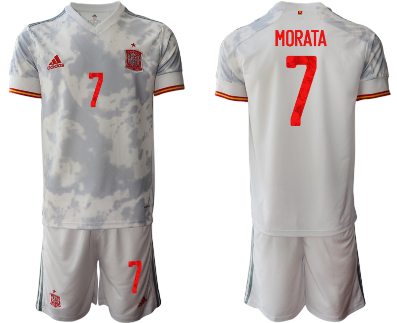 Men 2021 European Cup Spain away white 7 Soccer Jersey