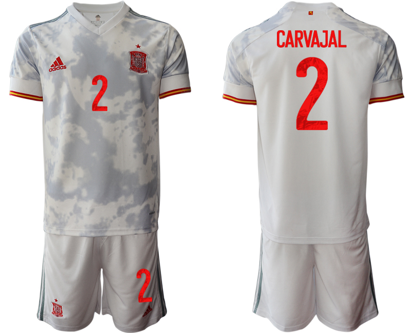 Men 2021 European Cup Spain away white 2 Soccer Jersey