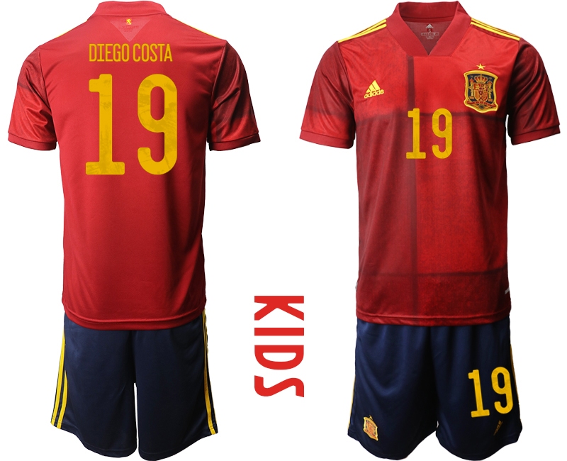 Youth 2021 European Cup Spain home red 19 Soccer Jersey