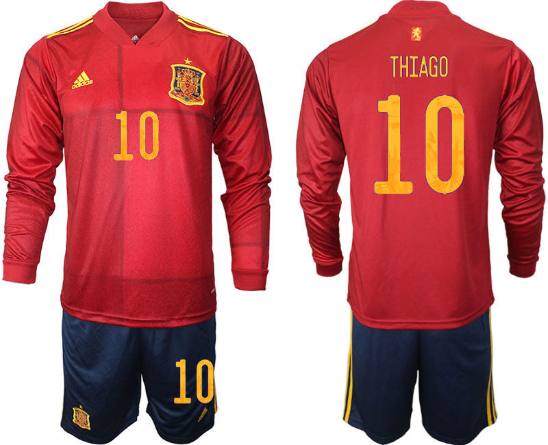 Men 2021 European Cup Spain home Long sleeve 10 soccer jerseys