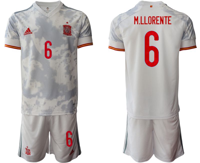 Men 2020-2021 European Cup Spain away white 6 Adidas Soccer Jersey