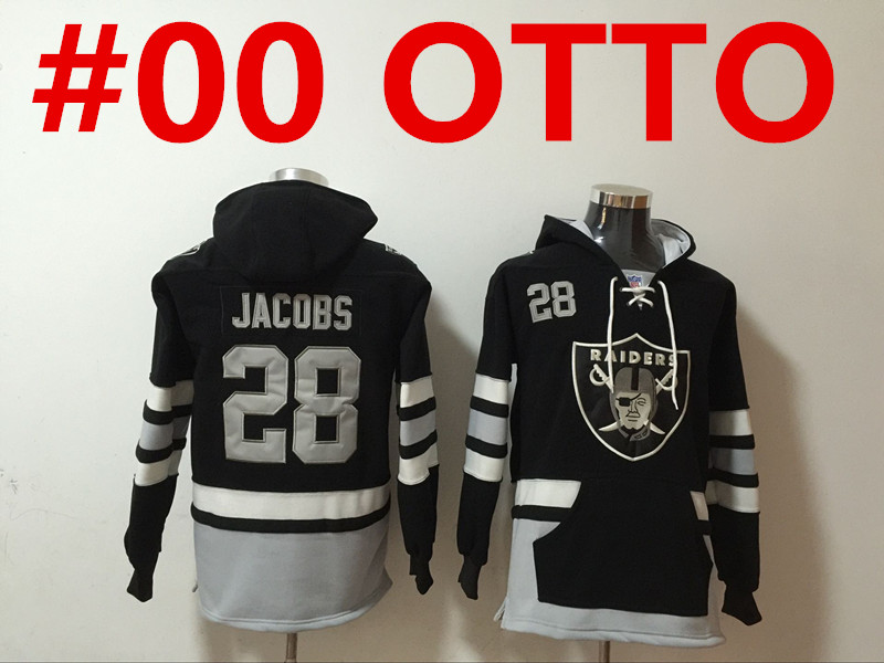 men's las vegas raiders #00 jim otto new black pocket stitched nfl pullover hoodie