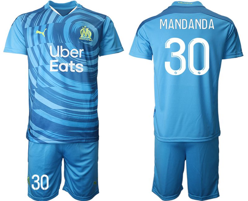 Men 2020-2021 club Olympique de Marseille away 30 blue Soccer Jerseys