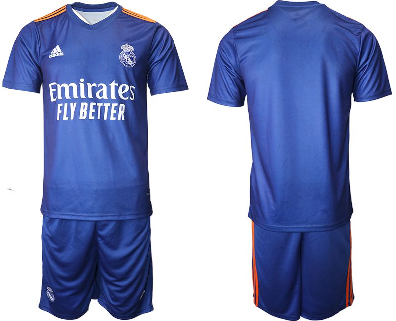 Men 2021-2022 Club Real Madrid away blue blank Adidas Soccer Jersey