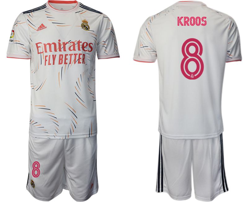 Men 2021-2022 Club Real Madrid home white 8 Adidas Soccer Jersey