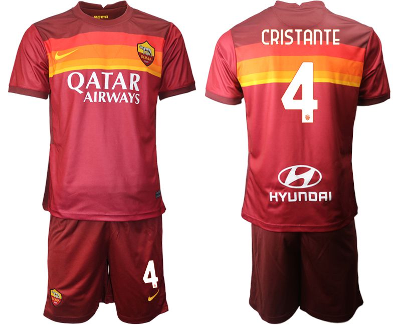 Men 2020-2021 club AS Roma home 4 red Soccer Jerseys