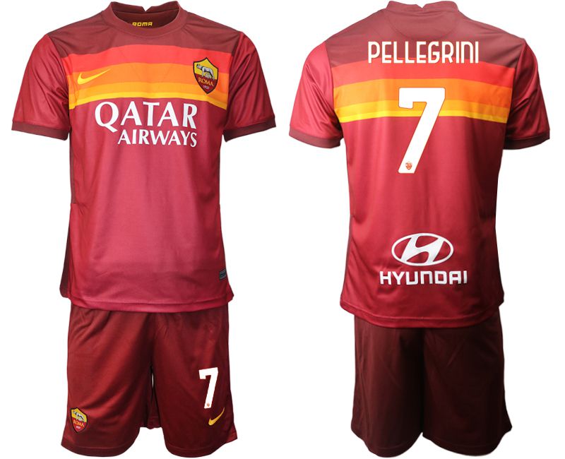 Men 2020-2021 club AS Roma home 7 red Soccer Jerseys