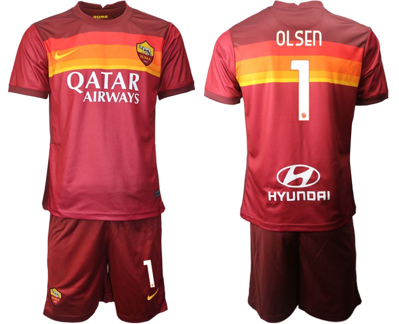 Men 2020-2021 club AS Roma home 1 red Soccer Jerseys