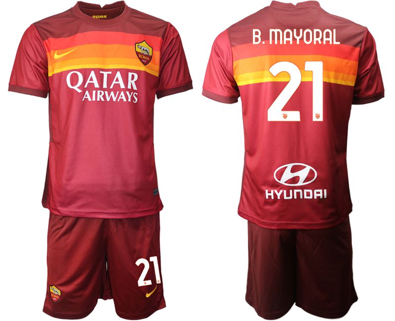 Men 2020-2021 club AS Roma home 21 red Soccer Jerseys