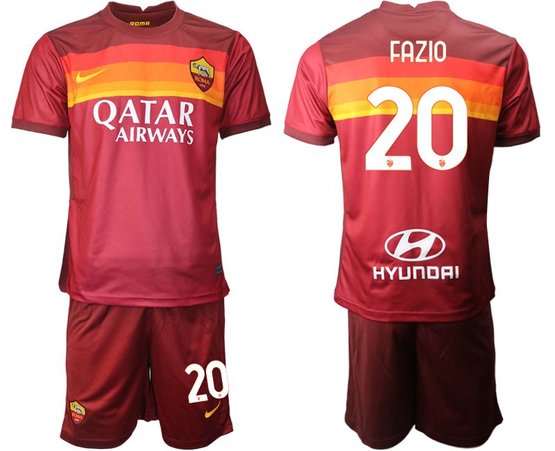 Men 2020-2021 club AS Roma home 20 red Soccer Jerseys