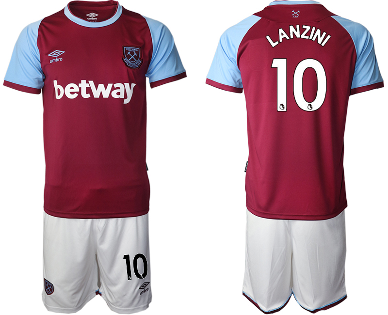 Men 2020-2021 club West Ham United home 10 red Soccer Jerseys