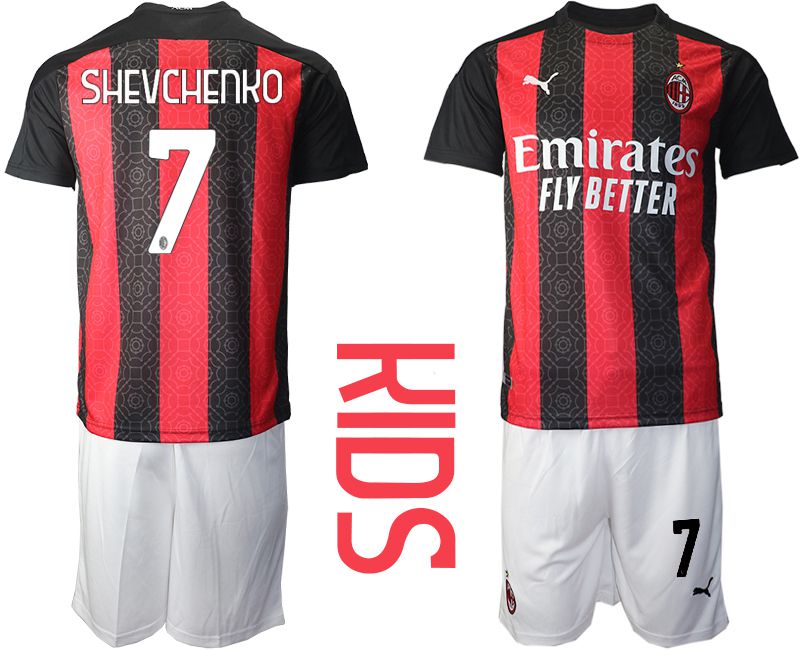 Youth 2020-2021 club AC milan home 7 red Soccer Jerseys