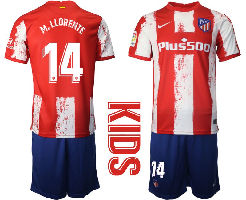 Youth 2021-2022 Club Atletico Madrid home red 14 Nike Soccer Jersey