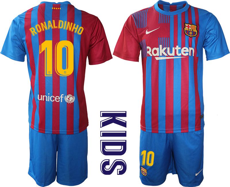 Youth 2021-2022 Club Barcelona home blue 10 Nike Soccer Jersey