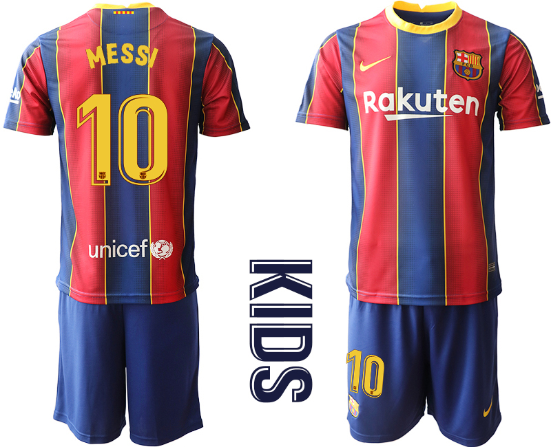 Youth 2020-2021 club Barcelona home 10 red Soccer Jerseys