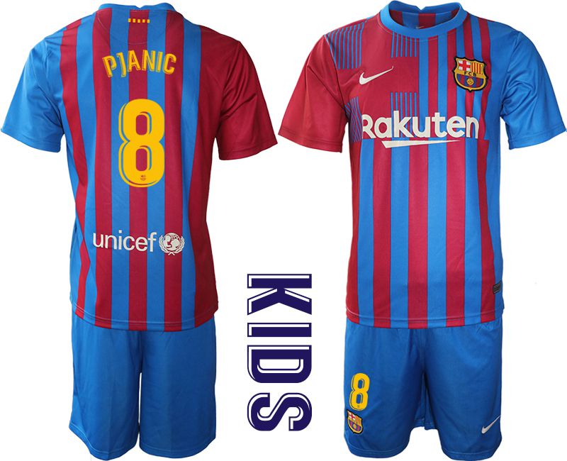 Youth 2021-2022 Club Barcelona home blue 8 Nike Soccer Jersey