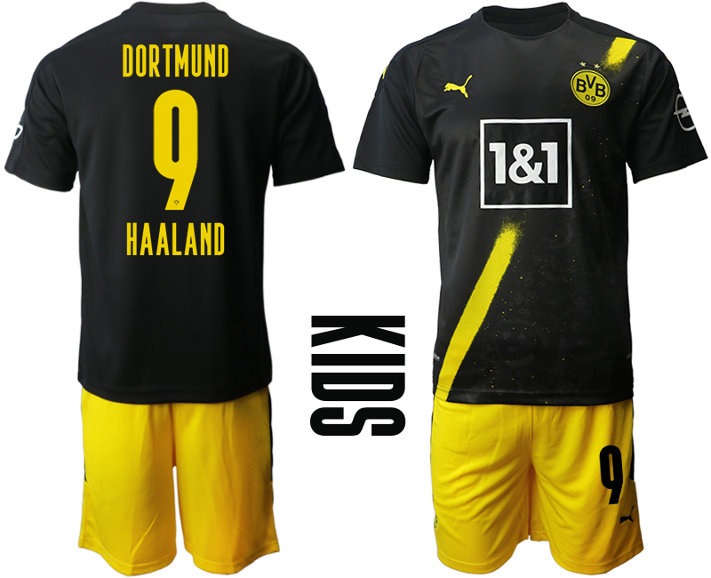 Youth 2020-2021 club Borussia Dortmund away 9 black Soccer Jerseys