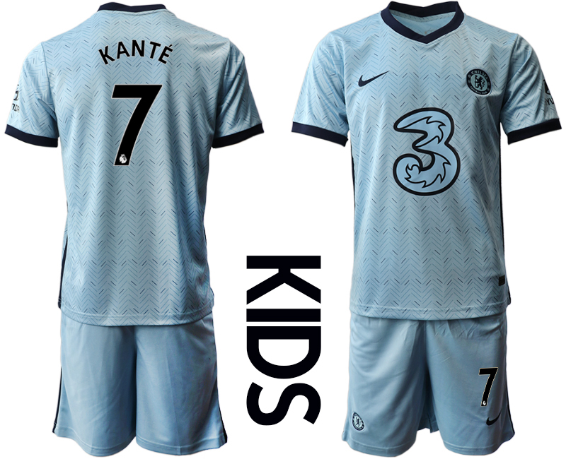 Youth 2020-2021 club Chelsea away Light blue 7 Soccer Jerseys