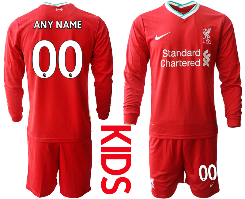 2021 Liverpool home long sleeves Youth custom soccer jerseys