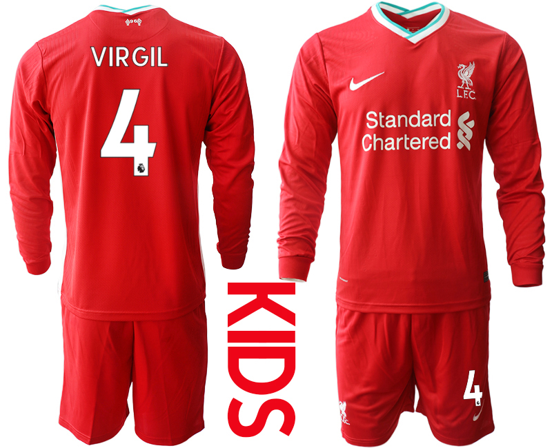 2021 Liverpool home long sleeves Youth 4 soccer jerseys