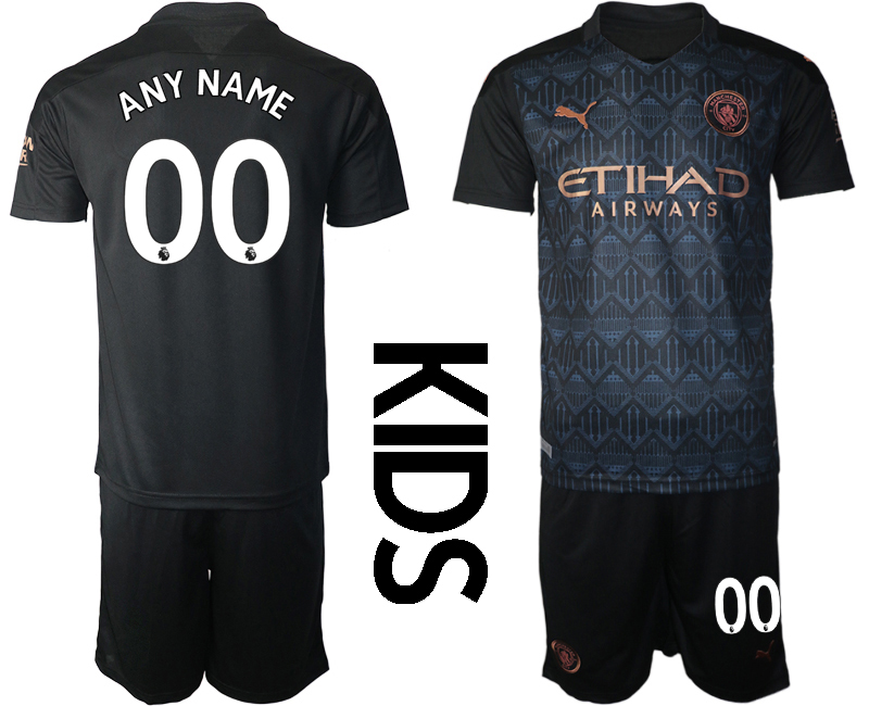 Youth 2020-2021 club Manchester City away customized black Soccer Jerseys