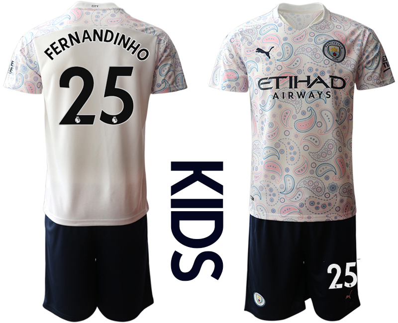 Youth 2020-2021 club Manchester City away white 25 Soccer Jerseys