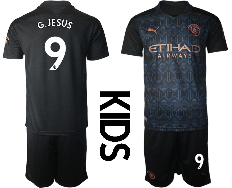 Youth 2020-2021 club Manchester City away black 9 Soccer Jerseys