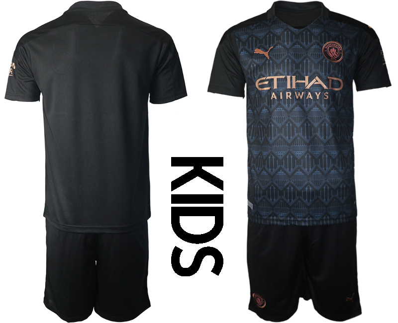 Youth 2020-2021 club Manchester City away blank black Soccer Jerseys