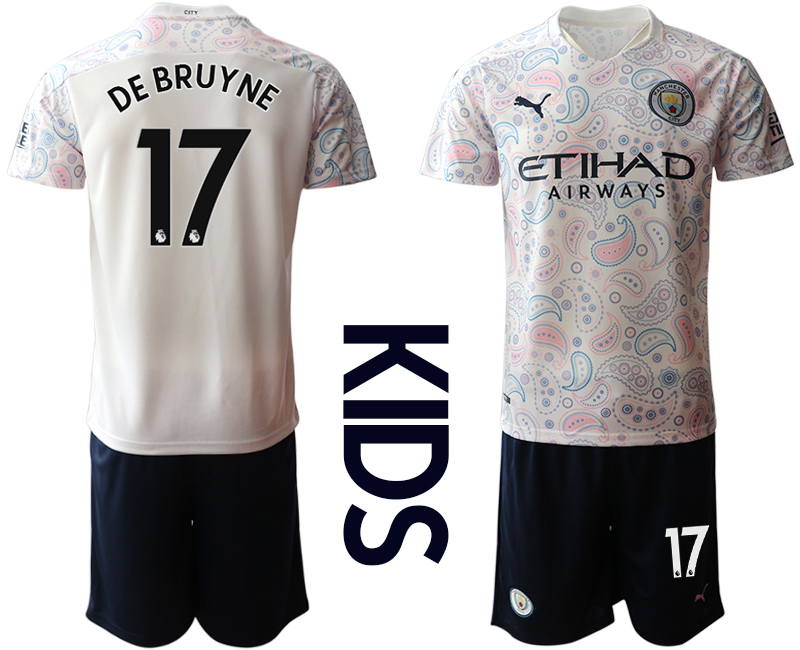 Youth 2020-2021 club Manchester City away white 17 Soccer Jerseys