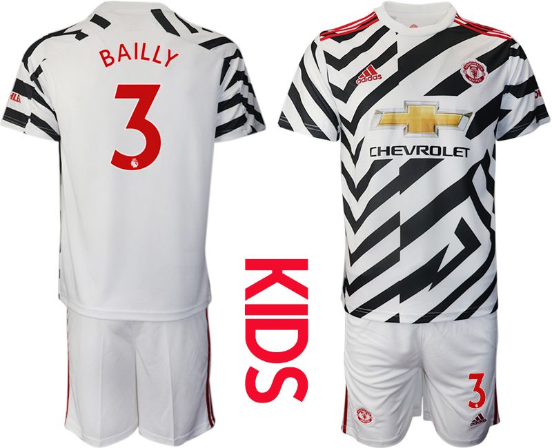 Youth 2020-2021 club Manchester united away 3 white Soccer Jerseys