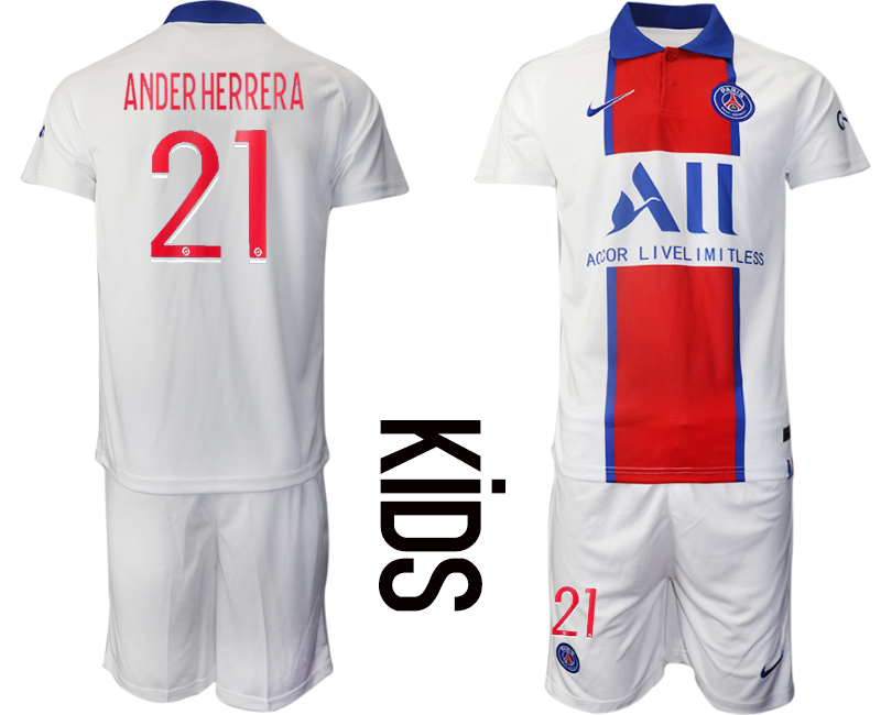 Youth 2020-2021 club Paris St German away 21 white Soccer Jerseys