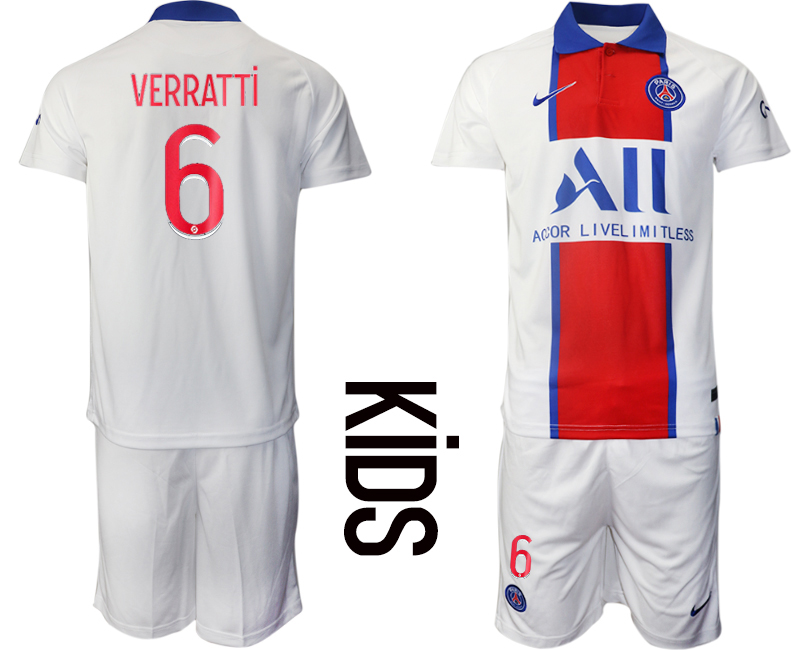 Youth 2020-2021 club Paris St German away 6 white Soccer Jerseys