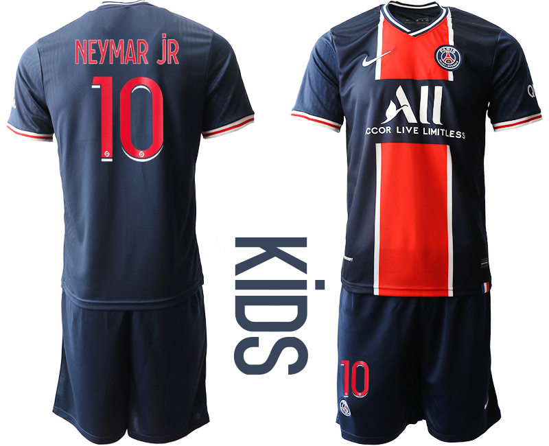 Youth 2020-2021 club Paris St German home 10 blue Soccer Jerseys