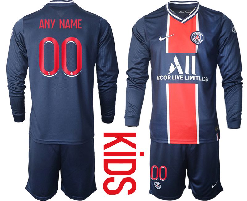 Youth 2020-2021 club Paris St German home long sleeve customized blue Soccer Jerseys