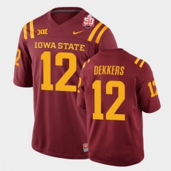 Men Iowa State Cyclones #12 Hunter Dekkers 2021 Fiesta Bowl Cardinal College Football Jersey