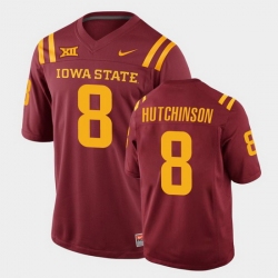 Men Iowa State Cyclones #8 Xavier Hutchinson College Football Cardinal Replica Jersey