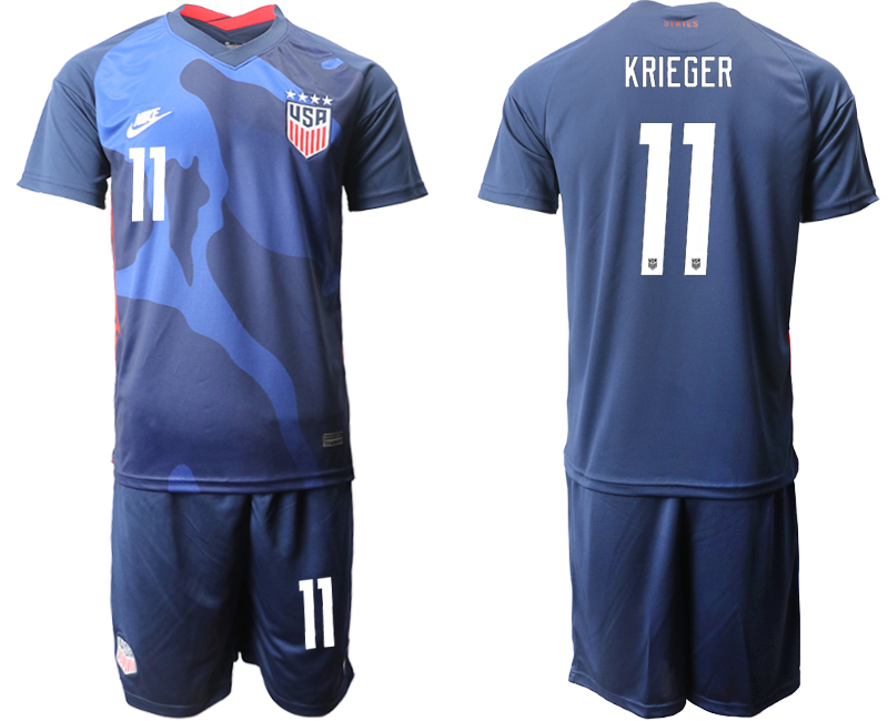 Men 2020-2021 Season National team United States away blue 11 Soccer Jersey