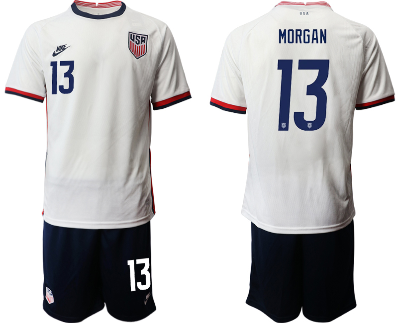 Men 2020-2021 Season National team United States home white 13 Soccer Jersey1