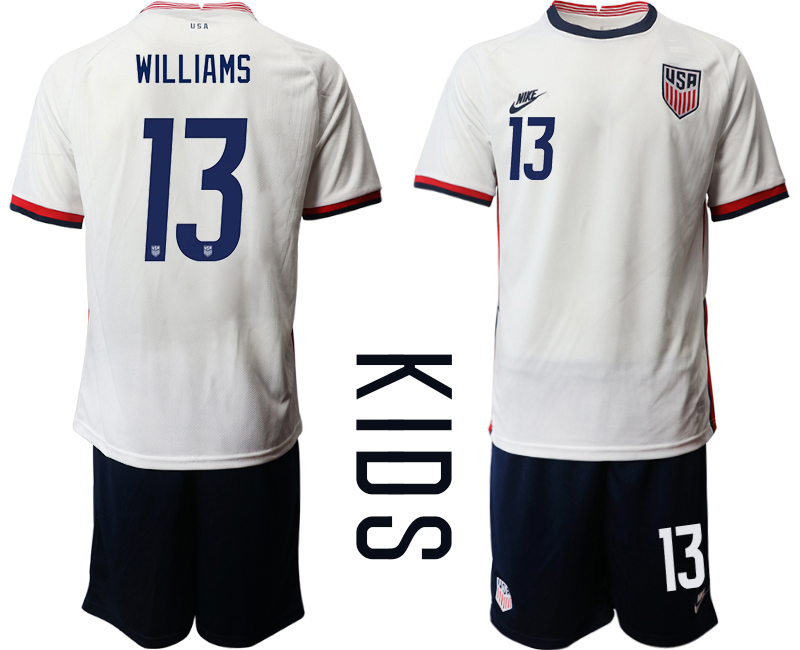 Youth 2020-2021 Season National team United States home white 13 Soccer Jersey1