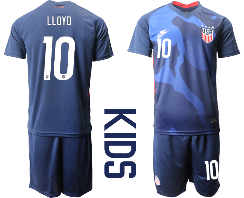 Youth 2020-2021 Season National team United States away blue 10 Soccer Jersey